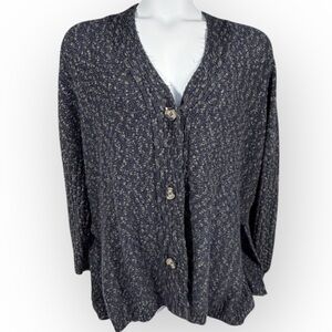 MarlaWynne Blue/Gray Green Marled Chunky Oversized Lagenlook Cardigan‎ Sweater